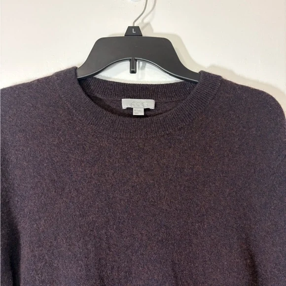 COS Women Wool Minimalist Quiet Luxury Crew Neck Soft Dark Brown Sweater Sz S - Picture 3 of 12